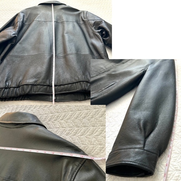 Like New CroftandBarrow Men’s Quilt Lined Leather Bomber Jacket Black Size Med. - Picture 12 of 17